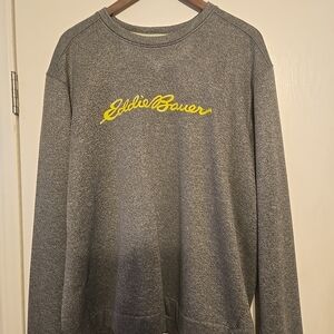 Eddie Bauer Gray Crewneck Sweater with Yellow Logo